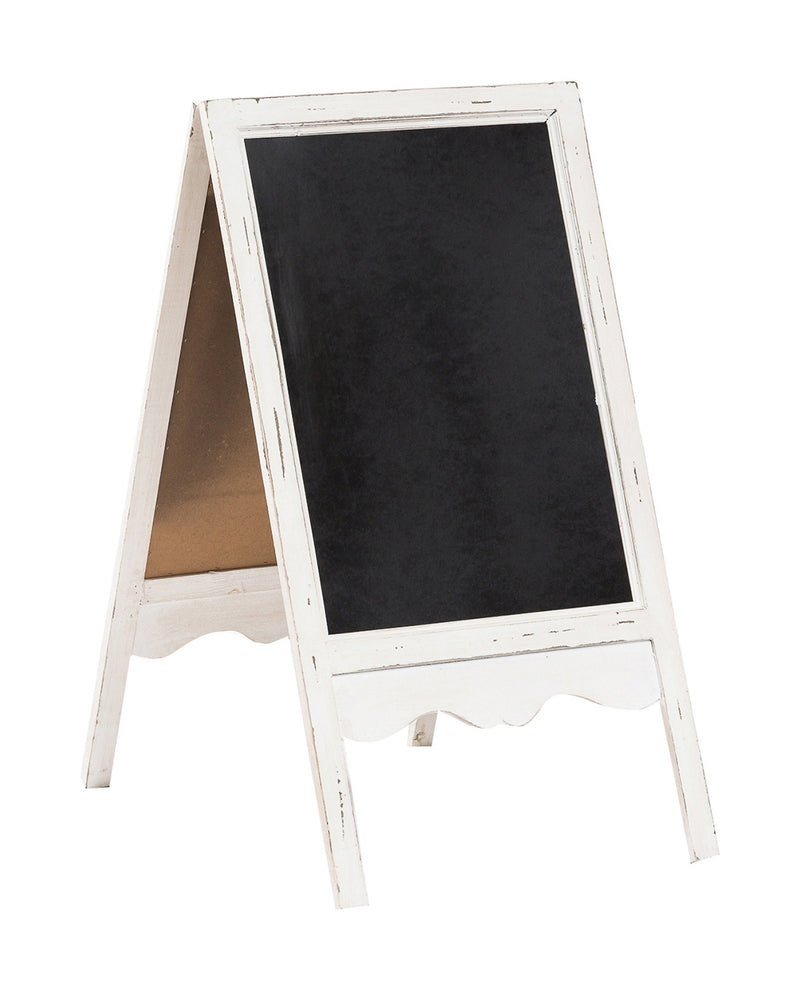 Biscottini Lavagna da terra bifacciale con cornice in legno finitura bianca anticata L50xPR6xH95 cm