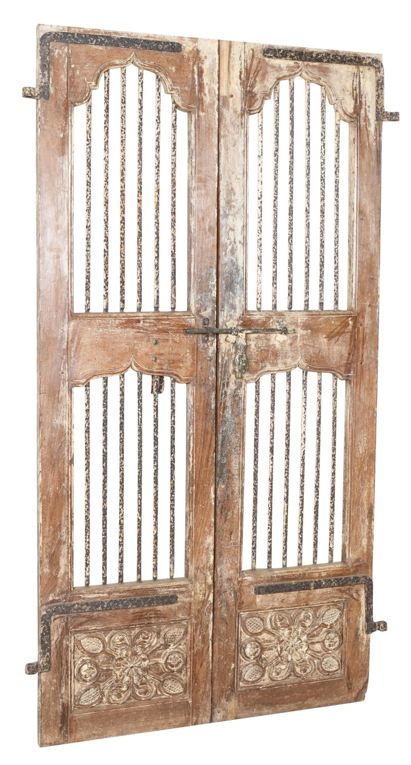 Biscottini Porta portone in legno massello e ferro da interno o da esterno vecchia e antica medievale