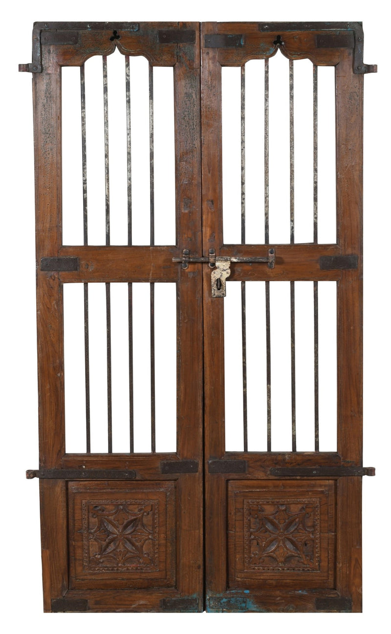 Biscottini Porta portone in legno massello e ferro da interno o da esterno vecchia e antica medievale