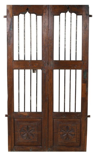 Biscottini Porta portone in legno massello e ferro da interno o da esterno vecchia e antica medievale