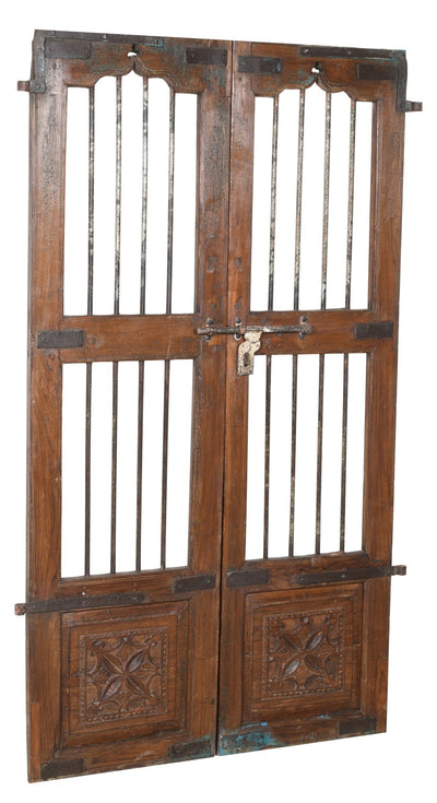 Biscottini Porta portone in legno massello e ferro da interno o da esterno vecchia e antica medievale