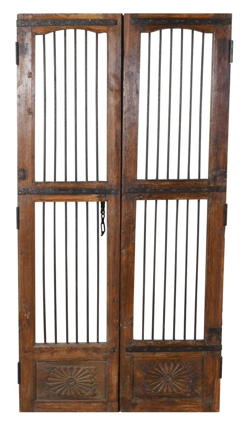 Biscottini Porta portone in legno massello e ferro da interno o da esterno vecchia e antica medievale