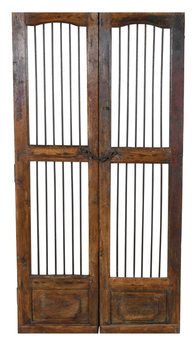 Biscottini Porta portone in legno massello e ferro da interno o da esterno vecchia e antica medievale