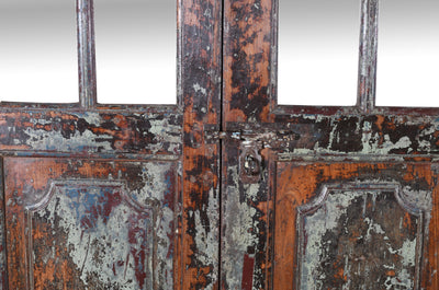 Biscottini Porta portone in legno massello e ferro da interno o da esterno vecchia e antica medievale con telaio e vetro