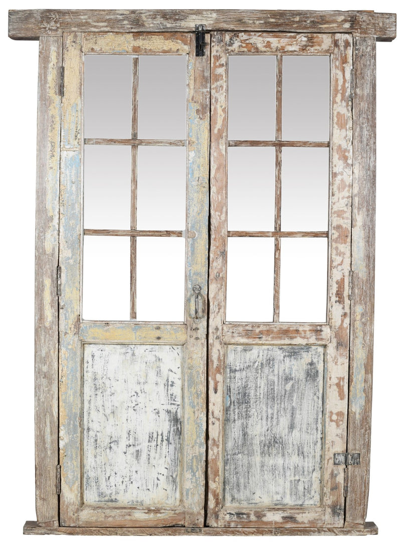 Biscottini Porta portone in legno massello e ferro da interno o da esterno vecchia e antica medievale con telaio e vetro