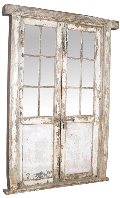 Biscottini Porta portone in legno massello e ferro da interno o da esterno vecchia e antica medievale con telaio e vetro