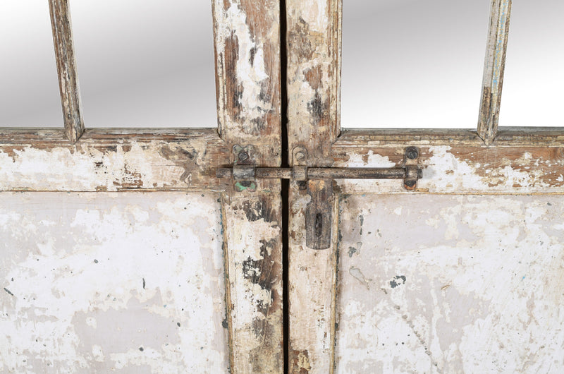 Biscottini Porta portone in legno massello e ferro da interno o da esterno vecchia e antica medievale con telaio e vetro