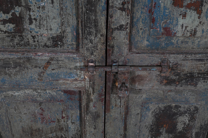 Biscottini Porta portone in legno massello e ferro da interno o da esterno vecchia e antica medievale con telaio e vetro