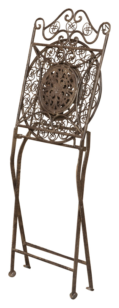 Biscottini Sedia in ferro battuto pieghevole da esterno da giardino da pranzo finitura ruggine