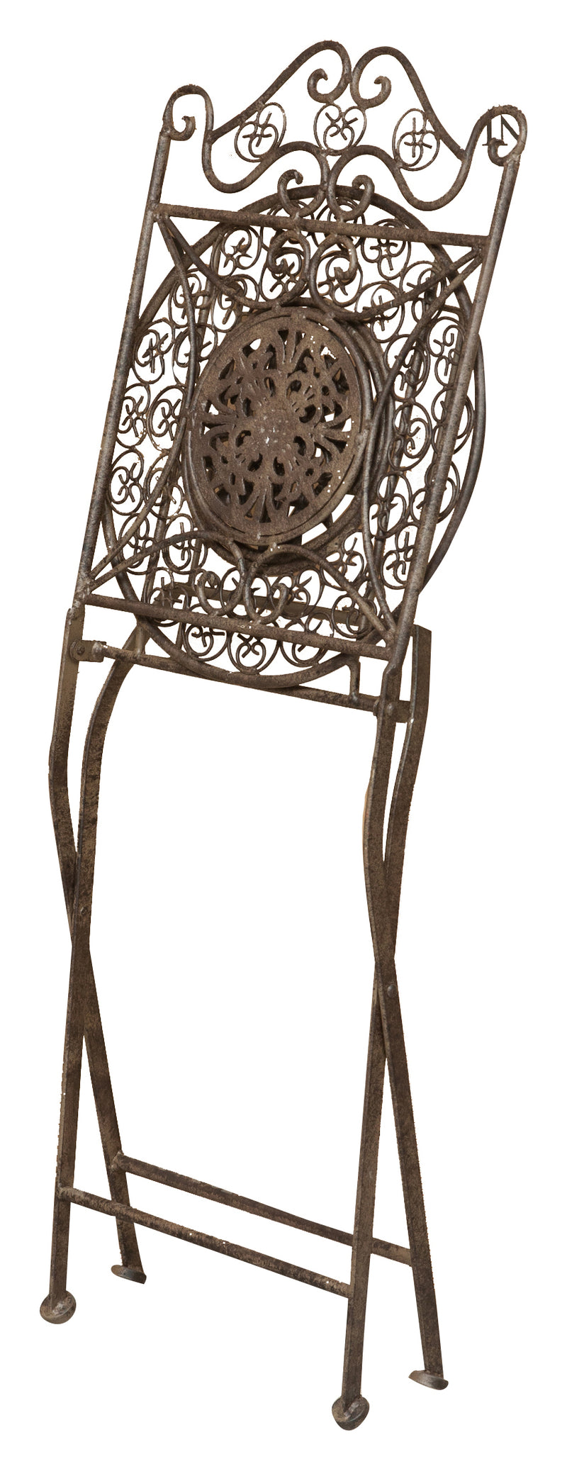 Biscottini Sedia in ferro battuto pieghevole da esterno da giardino da pranzo finitura ruggine