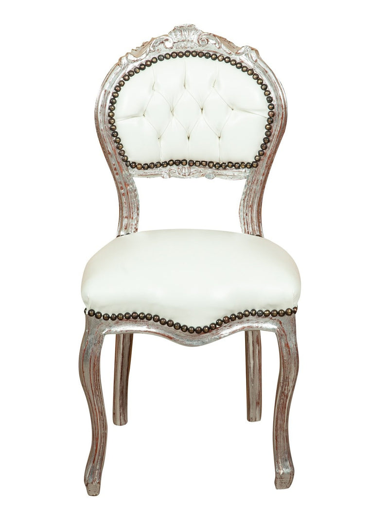 Biscottini Sedia stile francese Luigi XVI in legno massello di faggio poltroncina XVI,