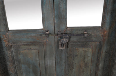 Biscottini Porta portone in legno massello e ferro da interno o da esterno vecchia e antica medievale con telaio e vetro