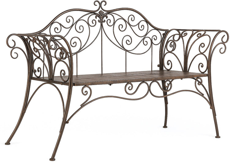 Biscottini Divanetto panchina Liberty in ferro finitura bronzata anticata
