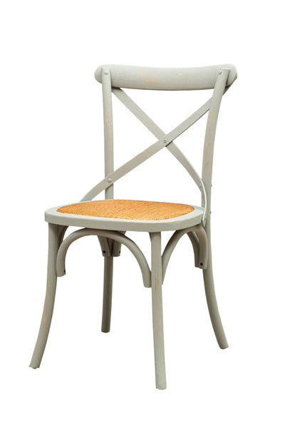Biscottini Sedia Thonet in massello e seduta in rattan finitura Grigio anticato