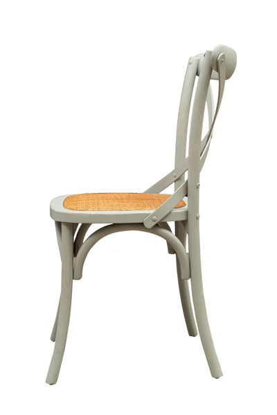 Biscottini Sedia Thonet in massello e seduta in rattan finitura Grigio anticato