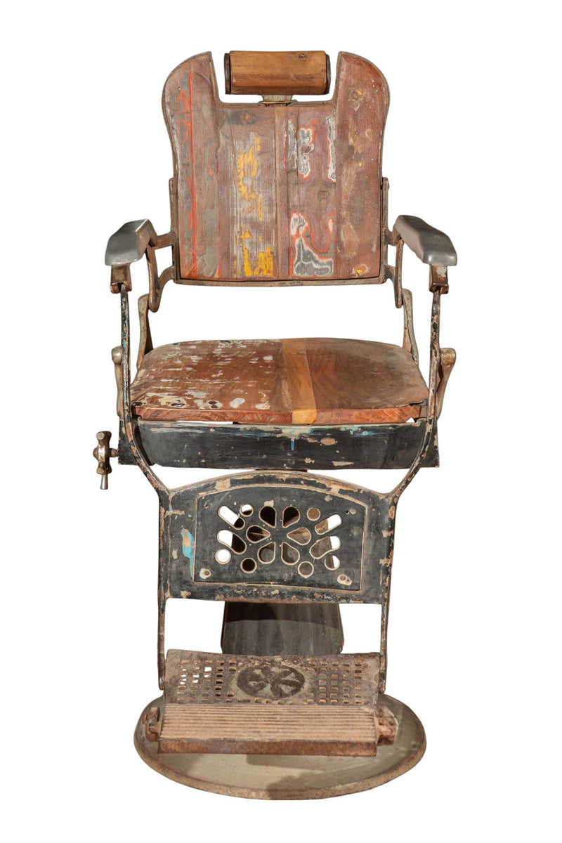 Biscottini Vecchia sedia poltrona da barbieri restaurata