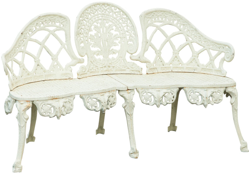 Biscottini Panchina Liberty in ghisa finitura bianca anticata 130x50x82 cm Robusta stabile