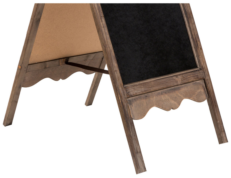 Biscottini Lavagna da terra bifacciale con cornice in legno