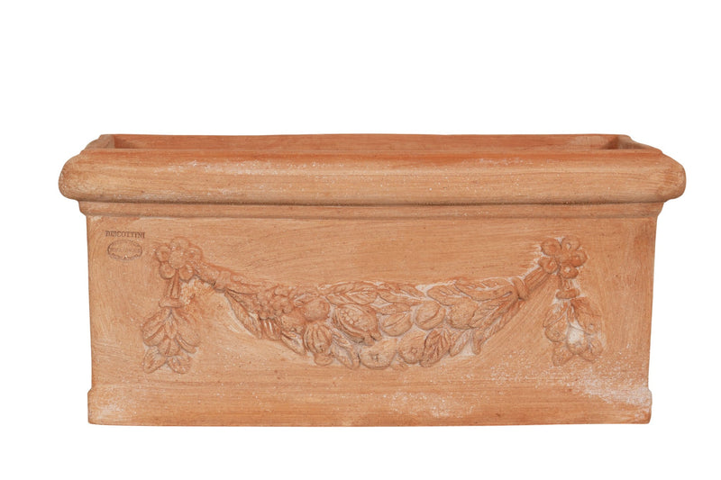 Biscottini Cassetta fioriera in Terracotta festonato 100% Made in Italy interamente Lavorata a Mano