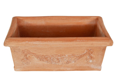 Biscottini Cassetta fioriera in Terracotta festonato 100% Made in Italy interamente Lavorata a Mano