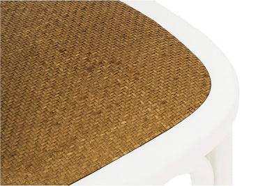 Biscottini Sedia con braccioli Thonet in massello di frassino finitura bianca e seduta in rattan L45xPR42xH77 cm.