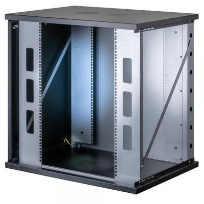 Armadio Rack 19'' a Muro 13U P 600mm L 800mm Porta Vetro Nero