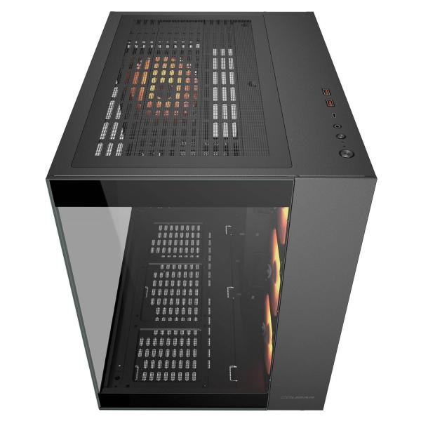 COUGAR FV150 RGB è un case PC nero per gaming compatibile con Mini-ITX, Micro-ATX e ATX. Offre illuminazione ARGB, supporto per 10 ventole e GPU fino a 400 mm. Design elegante e raffred