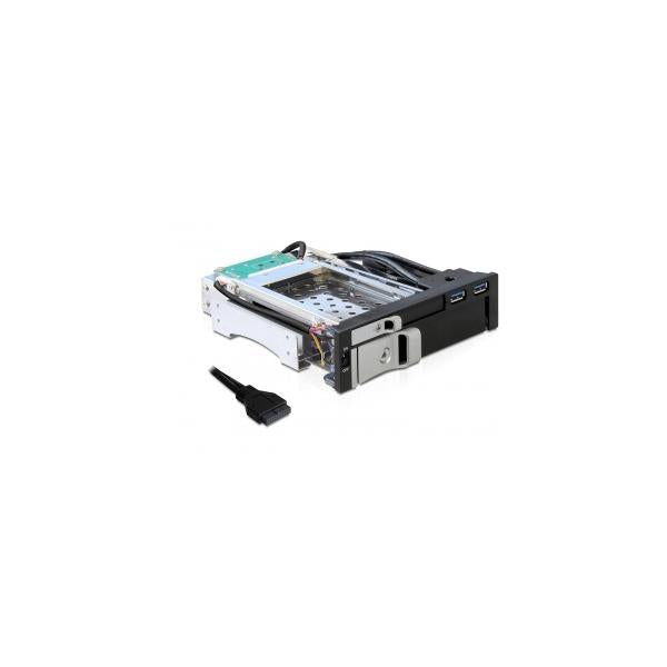 Delock Rack mobile 5.25 per 1 HDD SATA da 2,5 + 1 x 3,5 + 2 porte USB 3.0 - Rack di archiviazione mobile - 2,5", 3,5" (6,4 cm, 8,9 cm)