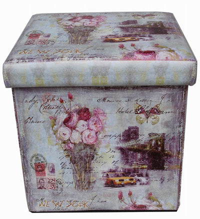 Biscottini Pouf contenitore richiudibile in ecopelle New York Praticissimo 32x32x32