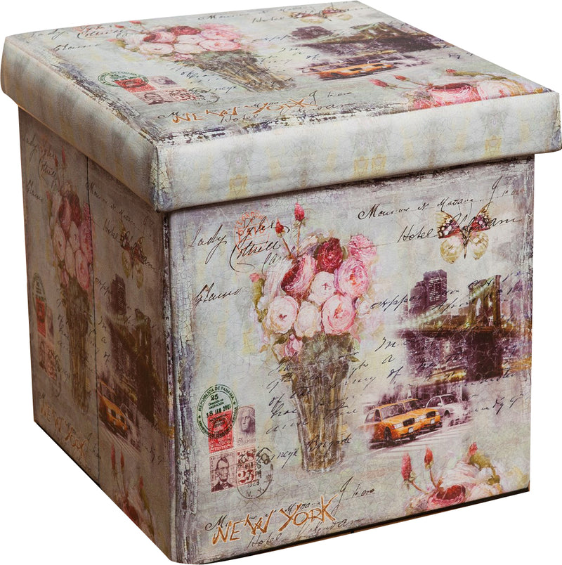 Biscottini Pouf contenitore richiudibile in ecopelle New York Praticissimo 32x32x32