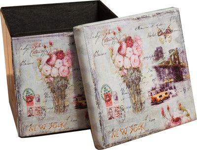 Biscottini Pouf contenitore richiudibile in ecopelle New York Praticissimo 32x32x32