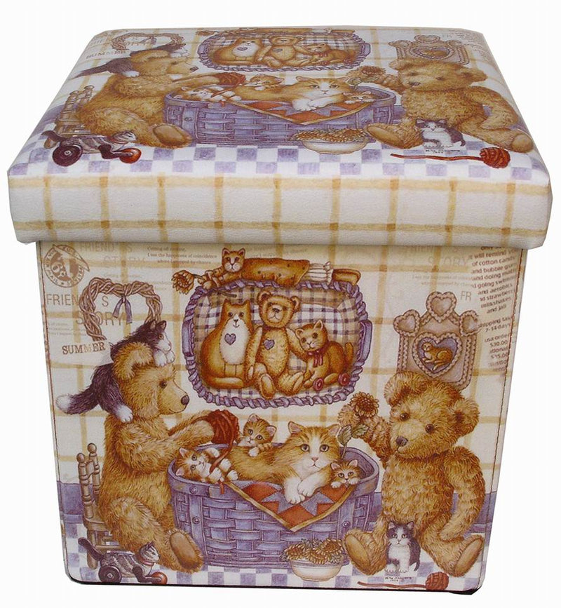 Biscottini Pouf contenitore richiudibile in ecopelle peluche Praticissimo 32x32x32