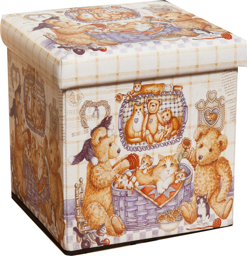 Biscottini Pouf contenitore richiudibile in ecopelle peluche Praticissimo 32x32x32