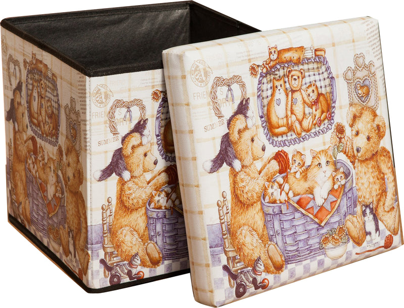 Biscottini Pouf contenitore richiudibile in ecopelle peluche Praticissimo 32x32x32