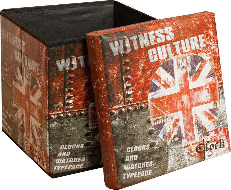 Biscottini Pouf contenitore richiudibile in ecopelle UK Praticissimo 32x32x32 realizzato