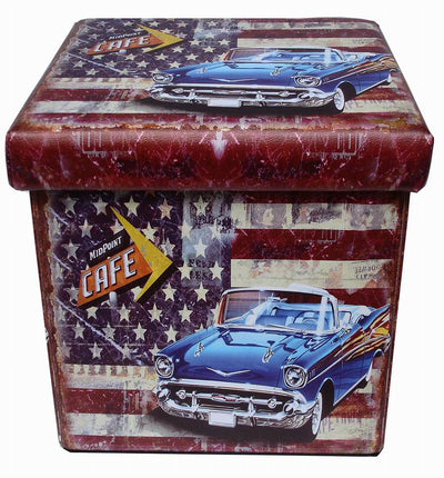 Biscottini Pouf contenitore richiudibile in ecopelle America Praticissimo 32x32x32