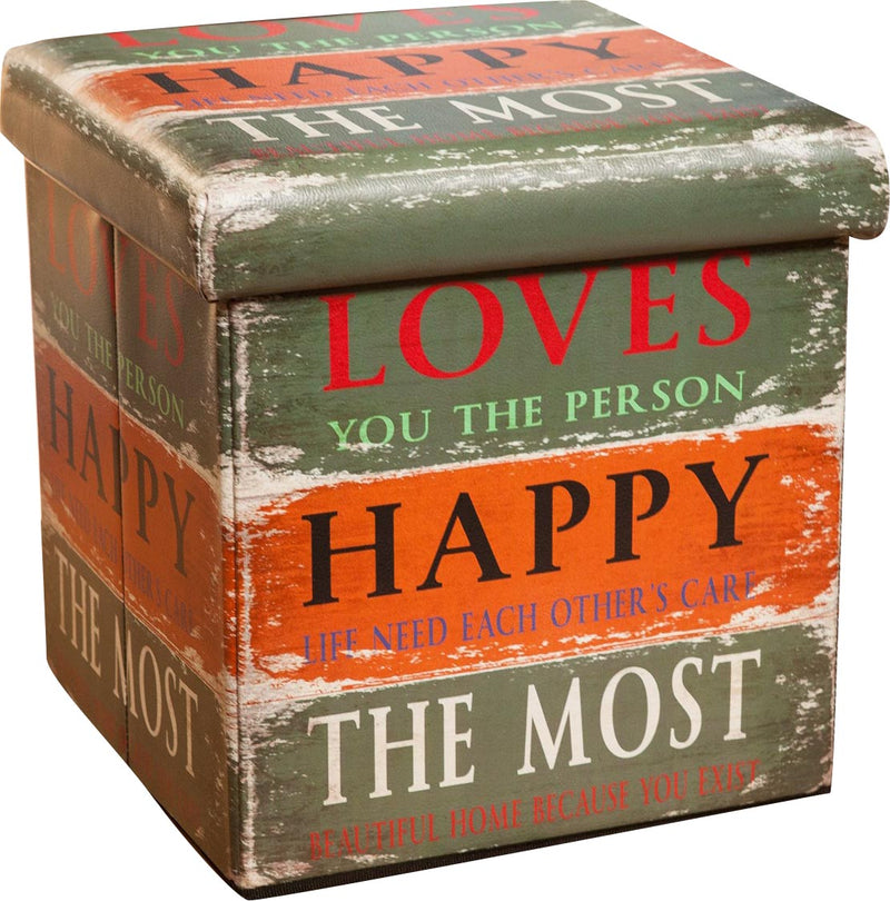 Biscottini Pouf contenitore richiudibile in ecopelle happy Praticissimo 32x32x32