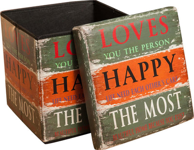 Biscottini Pouf contenitore richiudibile in ecopelle happy Praticissimo 32x32x32