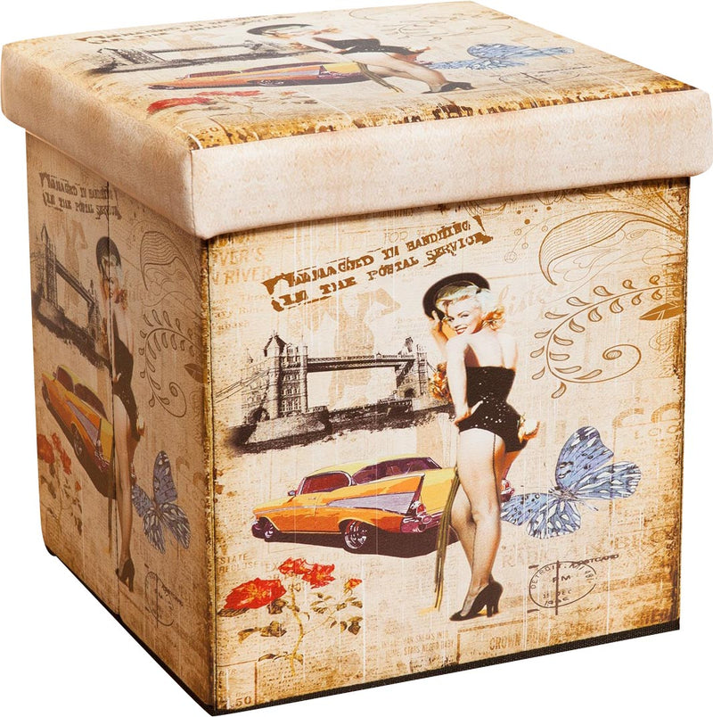 Biscottini Pouf contenitore richiudibile in ecopelle A Praticissimo 32x32x32 realizzato