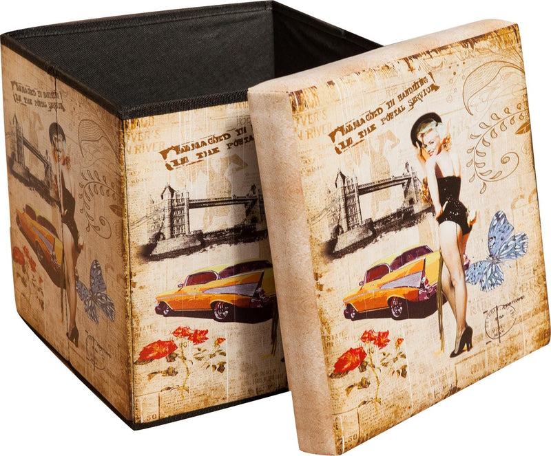 Biscottini Pouf contenitore richiudibile in ecopelle A Praticissimo 32x32x32 realizzato