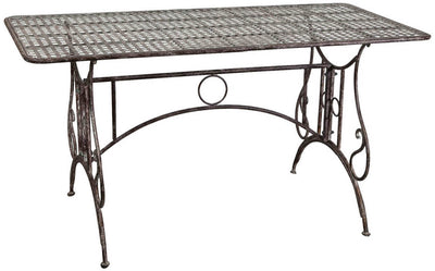 Biscottini Tavolo in ferro battuto smontabile finitura ruggine anticata 150x80x77 cm