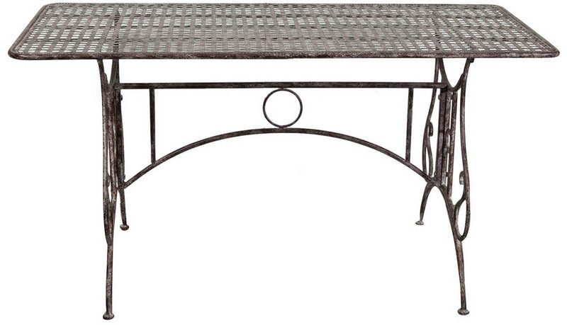 Biscottini Tavolo in ferro battuto smontabile finitura ruggine anticata 150x80x77 cm