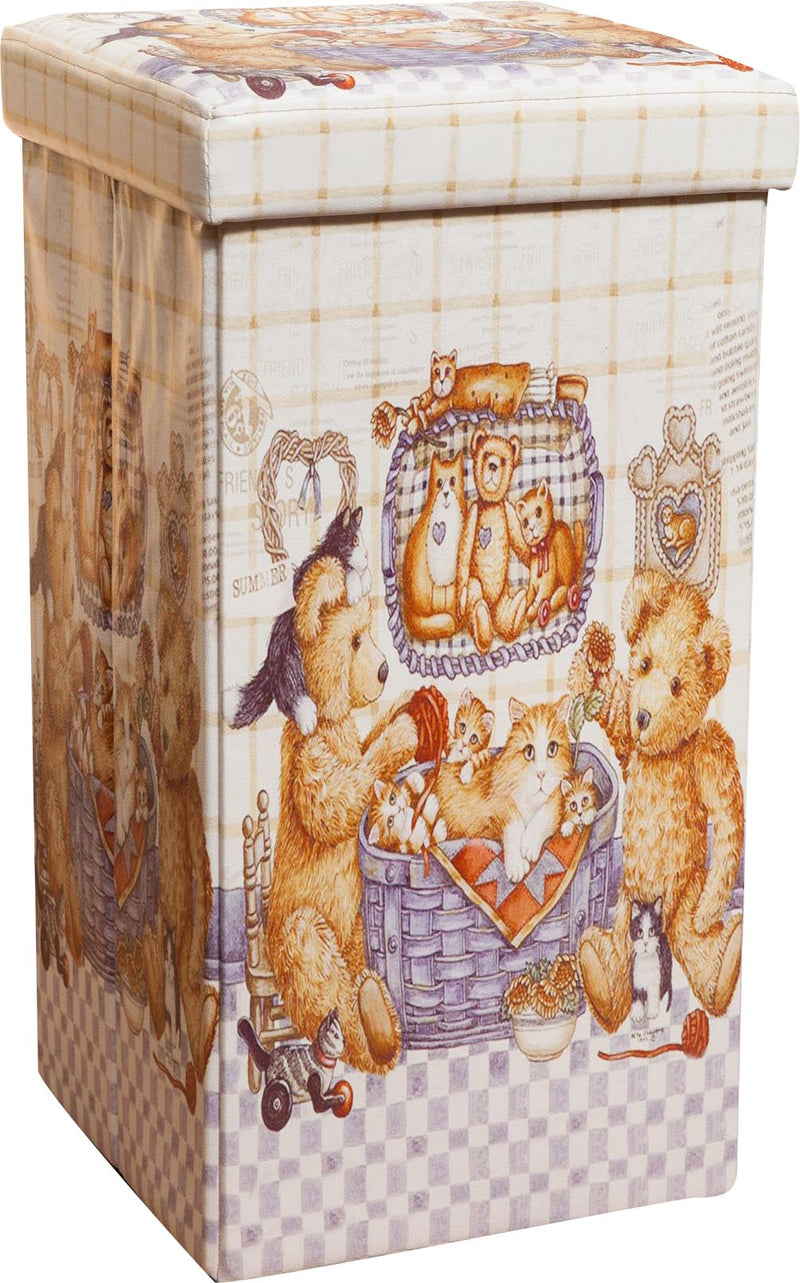 Biscottini Pouf contenitore richiudibile in ecopelle Praticissimo 32x32x60 realizzato