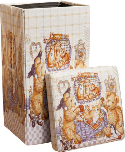 Biscottini Pouf contenitore richiudibile in ecopelle Praticissimo 32x32x60 realizzato