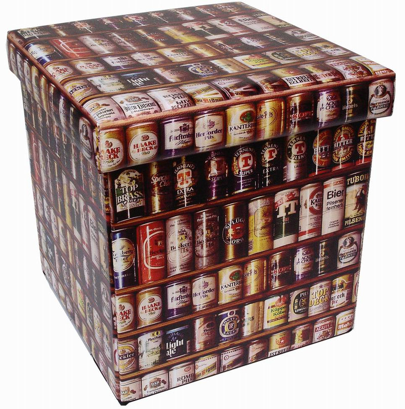 Biscottini Pouf contenitore richiudibile in ecopelle birra Praticissimo 32x32x32