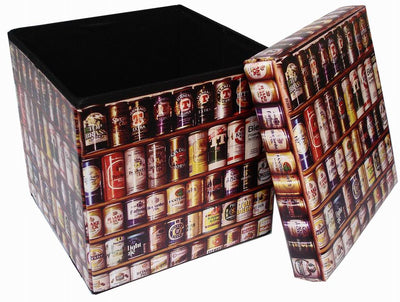 Biscottini Pouf contenitore richiudibile in ecopelle birra Praticissimo 32x32x32