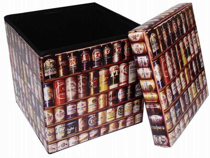Biscottini Pouf contenitore richiudibile in ecopelle birra Praticissimo 32x32x32