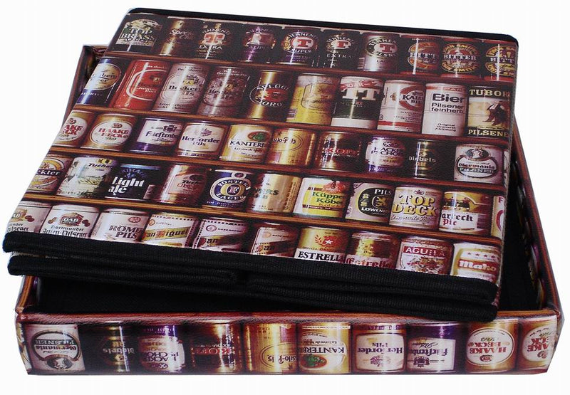 Biscottini Pouf contenitore richiudibile in ecopelle birra Praticissimo 32x32x32