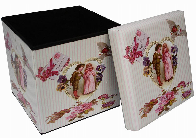 Biscottini Pouf contenitore richiudibile in ecopelle Praticissimo 32x32x32 realizzato