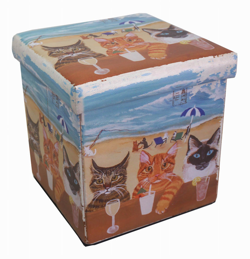 Biscottini Pouf contenitore richiudibile in ecopelle Praticissimo 32x32x32 realizzato